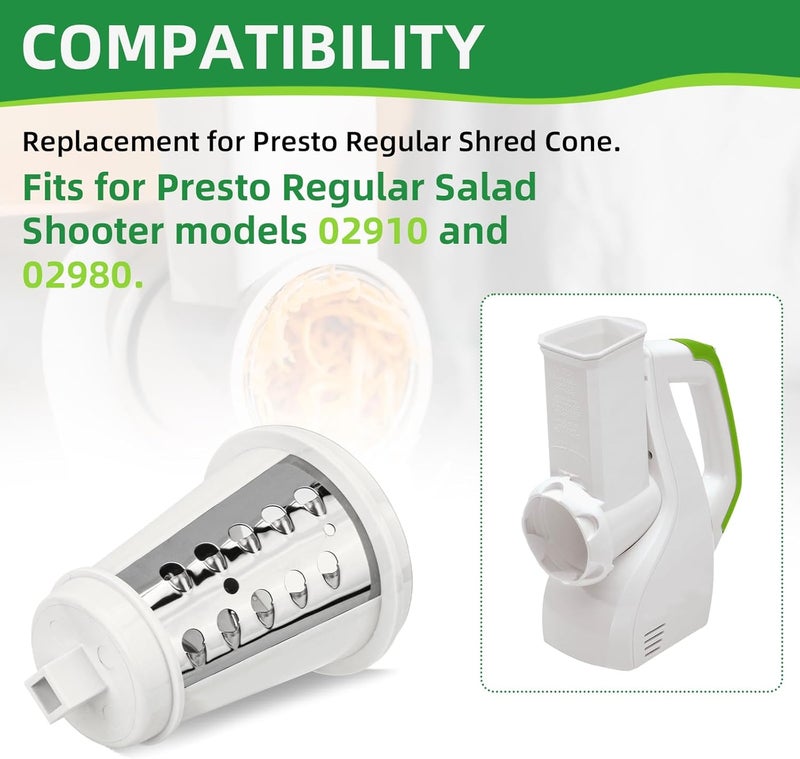 PROSOCOOL Shred Cone Replacement for Presto Regular Salad Shooter 02910 02980, Salad Shooter Replacement Part Ideal for Shredding Cheese, Vegetables for Salads, Pizzas, Tacos(White) - Image 3